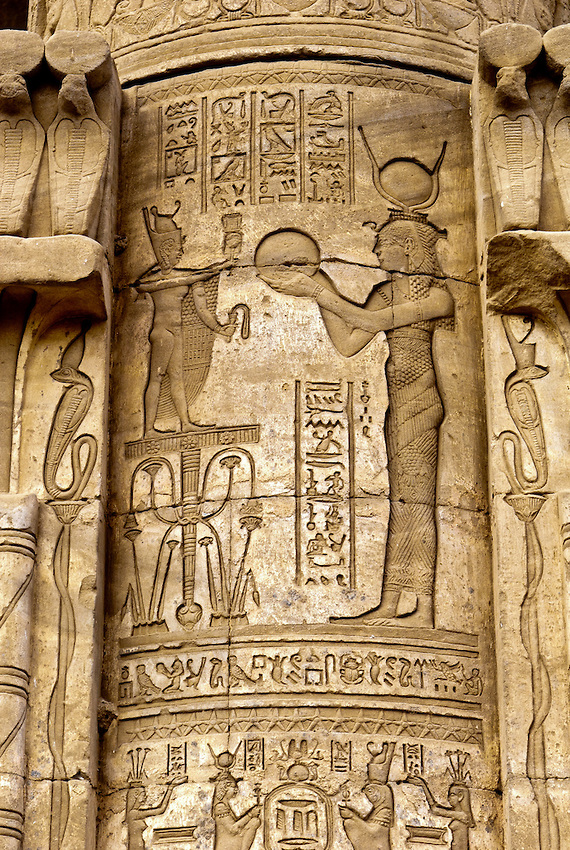 Hieroglyphics, Dendera Temple (Temple of Hathor), Dendera, Egypt