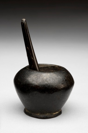 L0065483 Ancient Egyptian kohl pot and stick, 1800-200 BCE